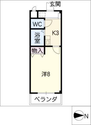 シャトレ浦里(1K/3階)の間取り写真