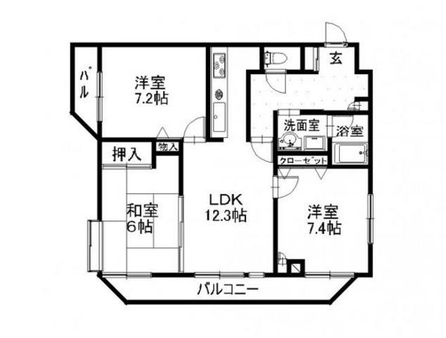 エレガンス秋山(3LDK/2階)の間取り写真