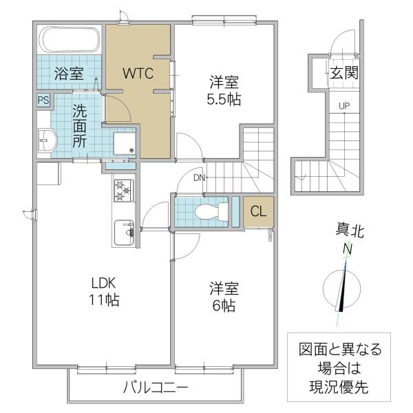 サントビーレジデンスIII(2LDK/2階)の間取り写真