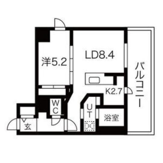 F012琴似(1LDK/9階)の間取り写真
