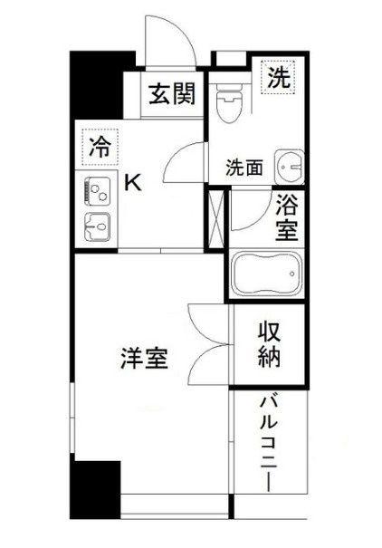ウエストテラス汐留(1K/10階)の間取り写真