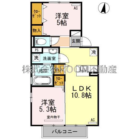ブライトコート花繰(2LDK/2階)の間取り写真