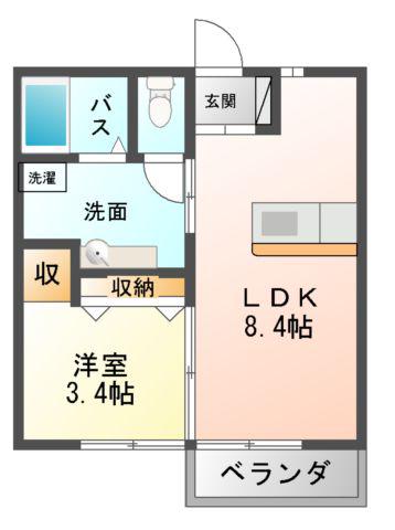モンテローザ小待(1LDK/1階)の間取り写真