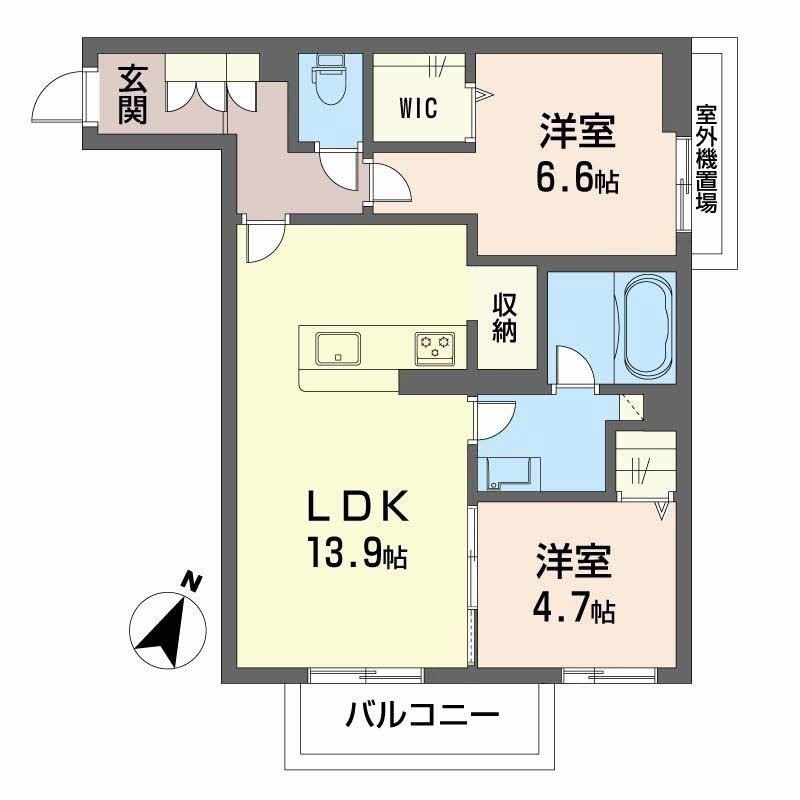 MAISON DE COLLINE(2LDK/2階)の間取り写真