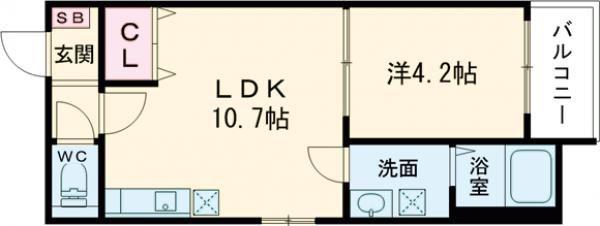 BADGE TOMOI EST VI(1LDK/3階)の間取り写真