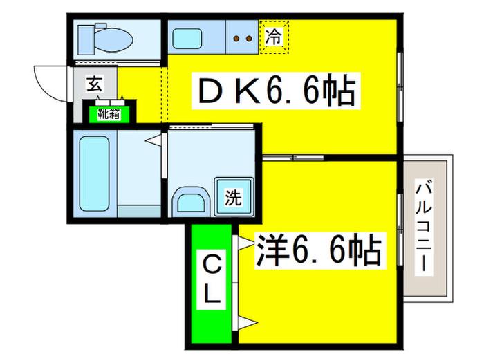 フェリシアパレス堺(1DK/1階)の間取り写真