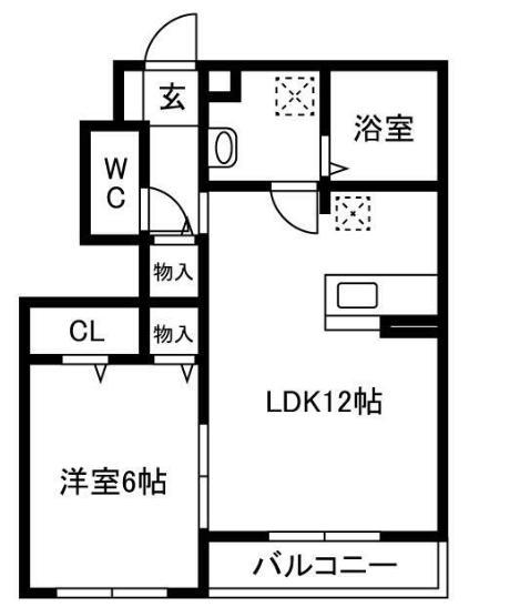 チリエージアB棟(1LDK/1階)の間取り写真