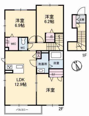 セレナガーデンB棟(3LDK/2階)の間取り写真