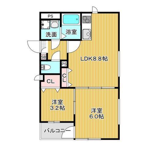 アーク東久宝寺(1SLDK/3階)の間取り写真