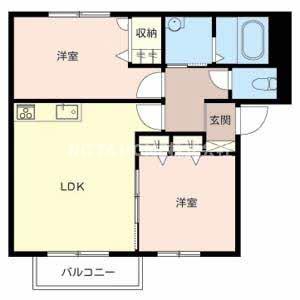 オレンジアイビー・柏原(2LDK/2階)の間取り写真