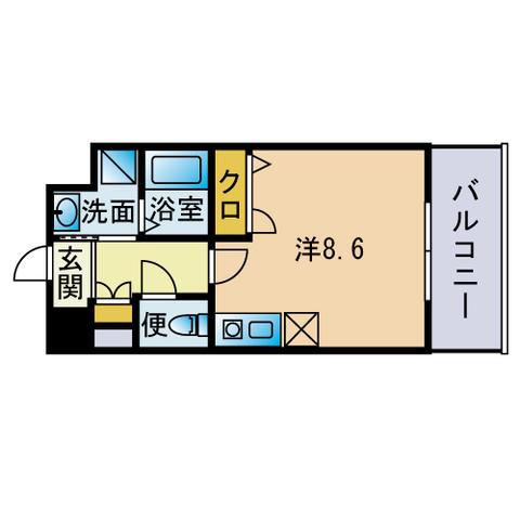 CASSIA博多イースト(ワンルーム/6階)の間取り写真