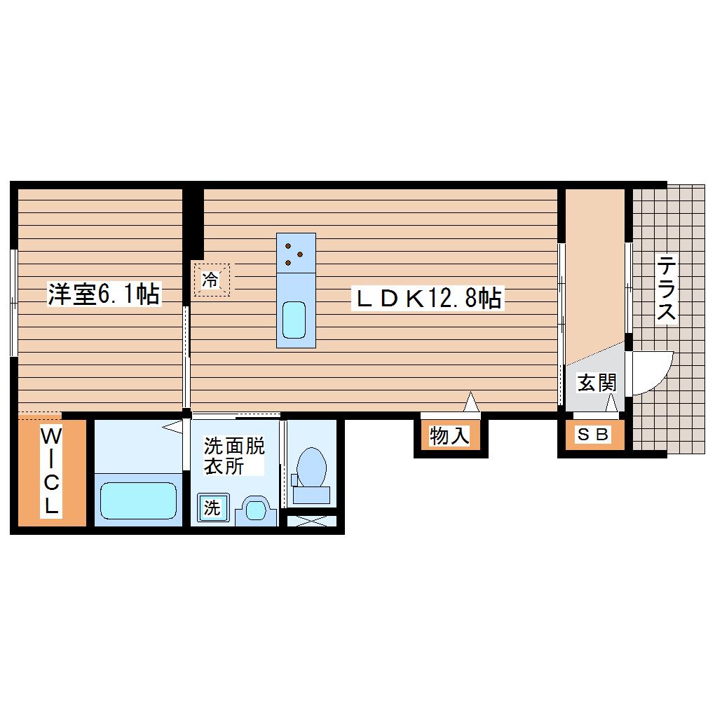 サニープレイス菅井(1LDK/1階)の間取り写真