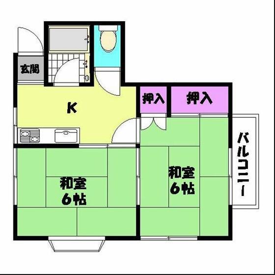 シュロス松之木(2K/2階)の間取り写真
