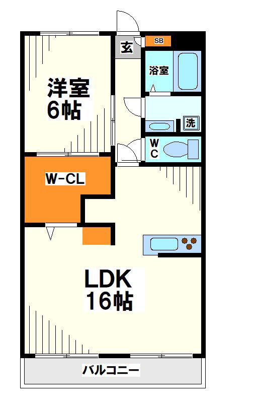 センターヴィレッジ(1LDK/2階)の間取り写真