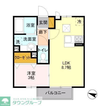 ハイブリッジIII(1LDK/1階)の間取り写真