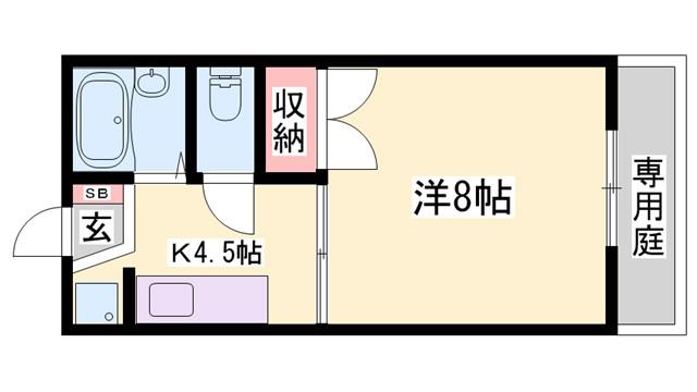 サンコーポ車崎(1DK/1階)の間取り写真