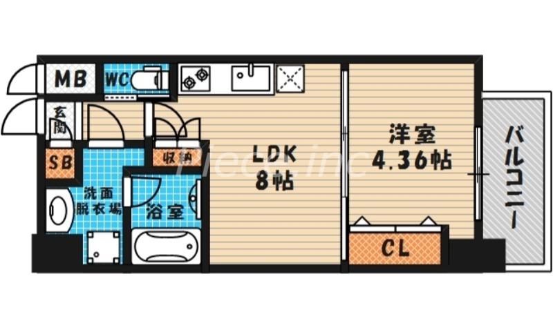 松ヶ枝町プライマリーワン(1LDK/9階)の間取り写真