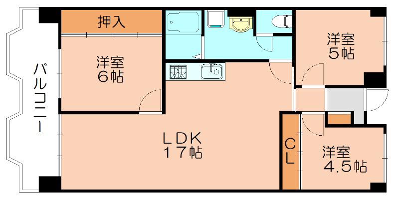 レジデンス内橋(3LDK/4階)の間取り写真