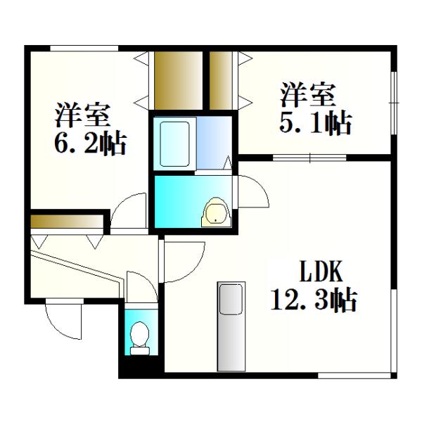 ラ・ヴィクトワール新札幌(2LDK/1階)の間取り写真