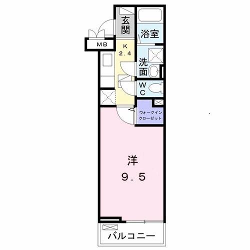 マリオ北島 D(1K/1階)の間取り写真