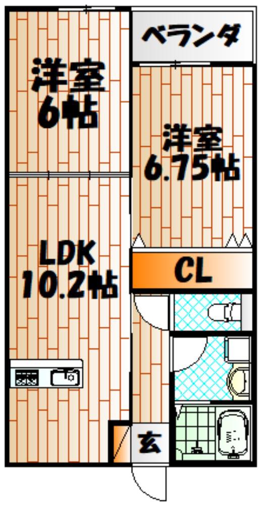 RSRESIDENCE愛宕(2LDK/1階)の間取り写真