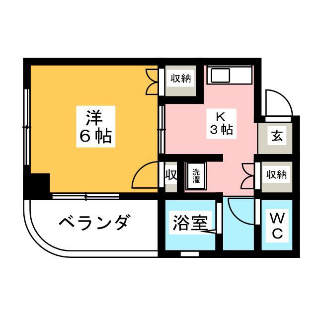 第2イワオビル(1K/3階)の間取り写真