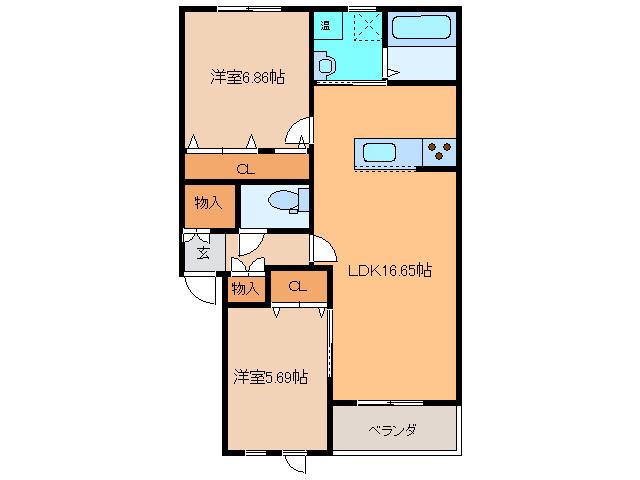スピカII(2LDK/2階)の間取り写真