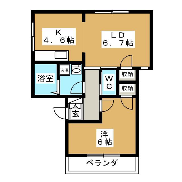 ウェルパインV(1LDK/2階)の間取り写真