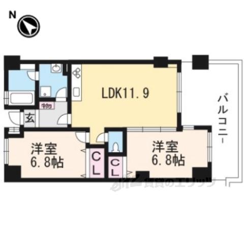 エバー・グリーン宇治(2LDK/3階)の間取り写真