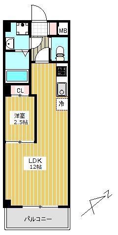 JJリバーサイド三条(1LDK/2階)の間取り写真