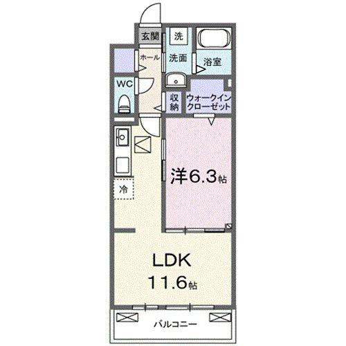 ヒカルサさいたまサクラ(1LDK/1階)の間取り写真