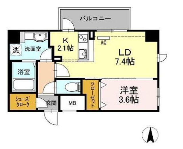 イーストングレイス(1LDK/3階)の間取り写真