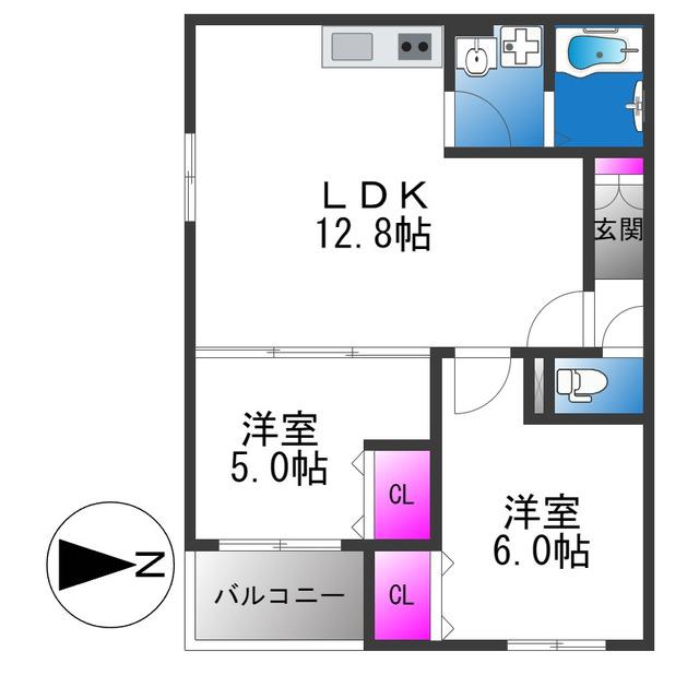 D PORTA MODERNO(2LDK/3階)の間取り写真