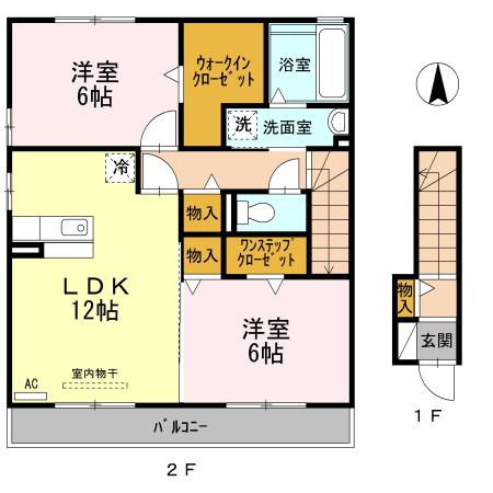 ソレイユ(2LDK/2階)の間取り写真