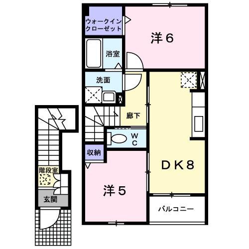 ベル・アンジュAU III(2DK/2階)の間取り写真