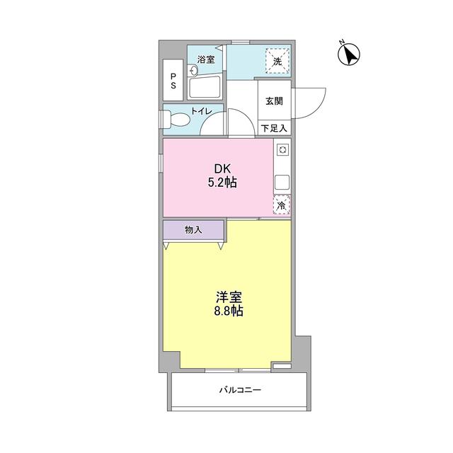 岡部マンション(1DK/2階)の間取り写真