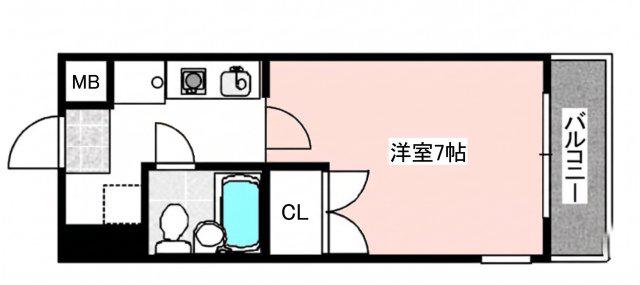 コンフォート岡本(ワンルーム/1階)の間取り写真