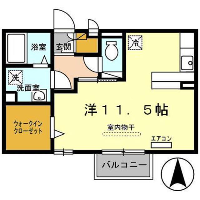 マイ・ピエス・ヒロ(ワンルーム/2階)の間取り写真