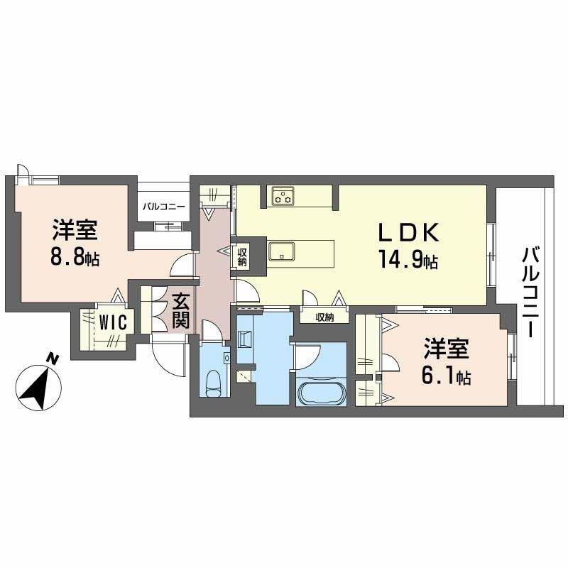 グレイス神戸住吉(2LDK/3階)の間取り写真