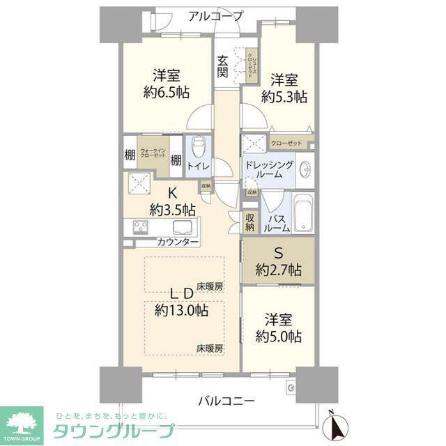 サーパス熊谷銀座セントマークス(3SLDK/4階)の間取り写真