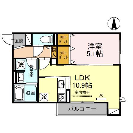 スペチアーレ潮江(1LDK/2階)の間取り写真