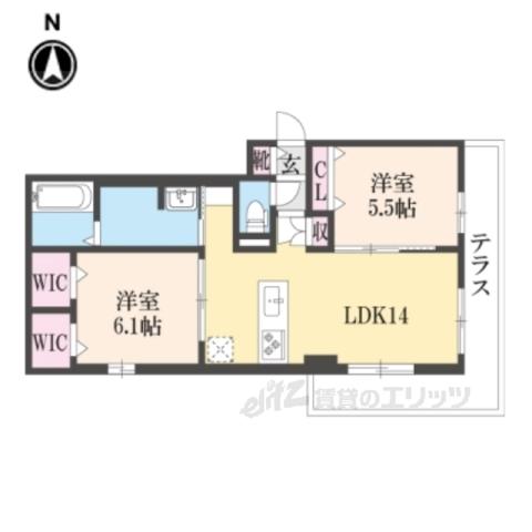 恵敬院北山(2LDK/1階)の間取り写真