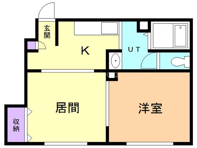 片岡ハイツF(2K/1階)の間取り写真