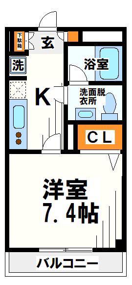 ベレトワール(1K/1階)の間取り写真