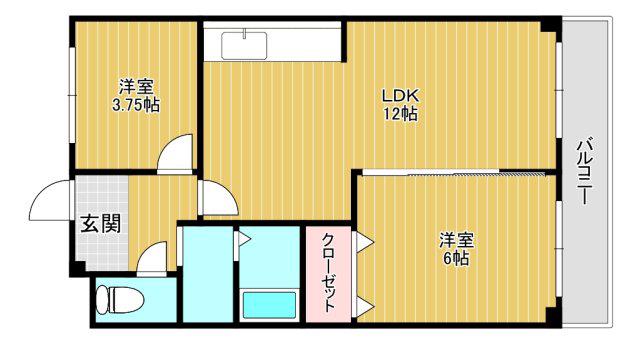 ロイヤルハセガワ(2LDK/4階)の間取り写真