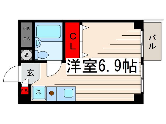 第2ハイツやすらぎ(ワンルーム/2階)の間取り写真