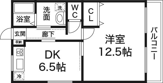 若王寺マンション(1DK/1階)の間取り写真