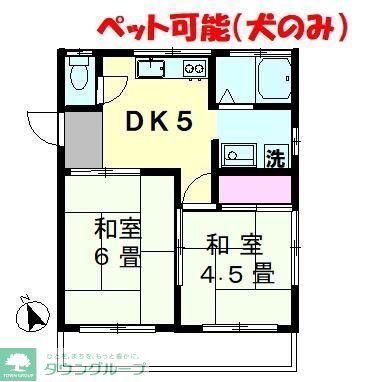 コーポ幸(2DK/2階)の間取り写真