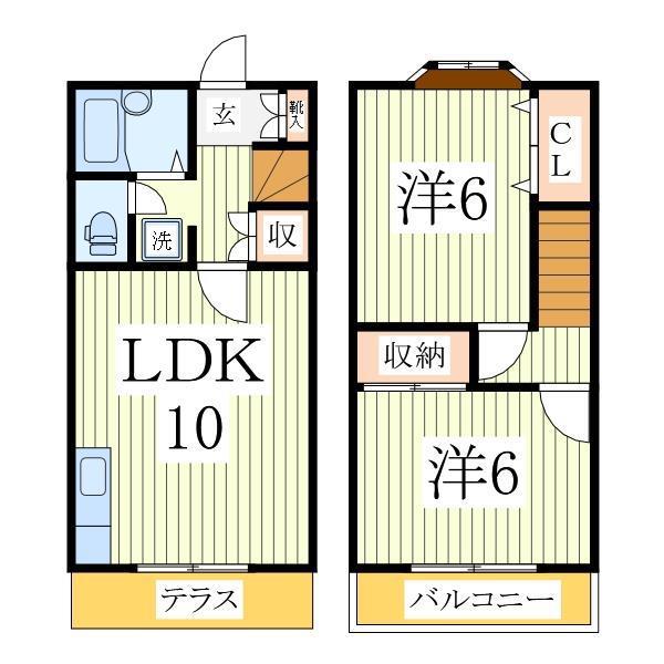 シティハウスαB(2LDK/1階)の間取り写真