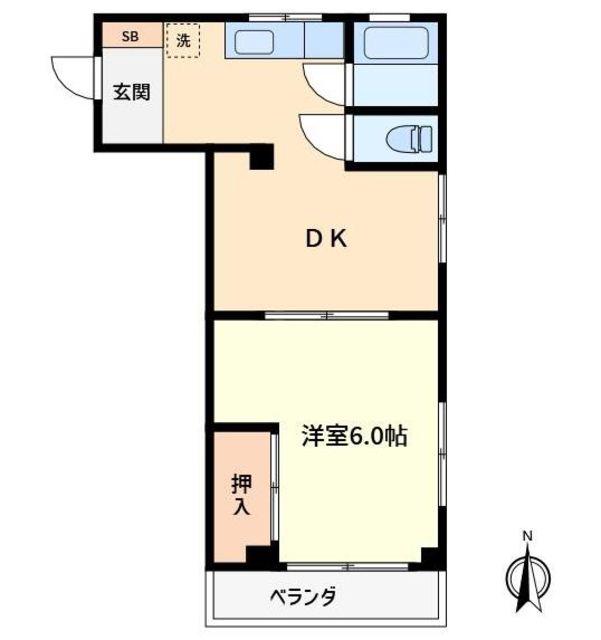 杉本ビル(1DK/3階)の間取り写真